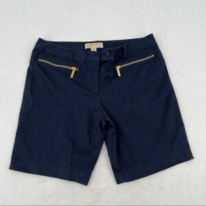 MICHAEL KORS Women’s Navy Khaki shorts with gold zipper pocket details size: 6